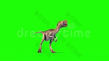 Oviraptor恐龙死亡绿屏侏罗纪世界三维渲染动画